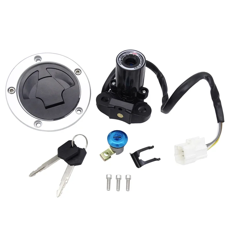 1 Set Motorcycle Ignition Switch Lock Gas Fuel Petrol Tank Cap Cover For Kawasaki Ninja ZX6R ZX-6R ZX 6R 2013-2018 With 2 key