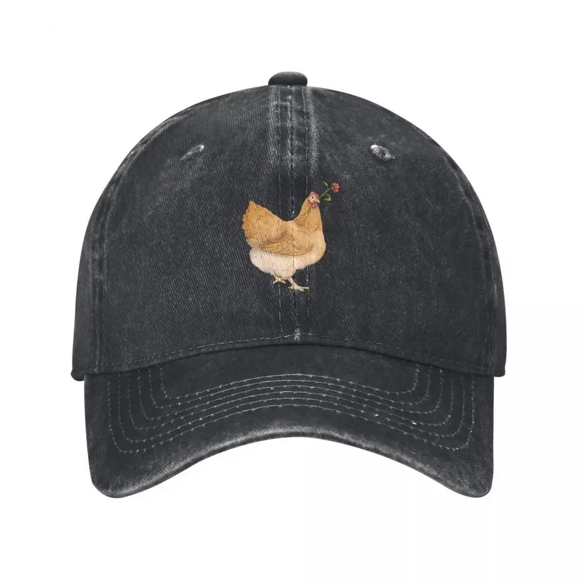 

Chicken with Red Flower Baseball Cap fishing hat Rave derby hat Ladies Men's
