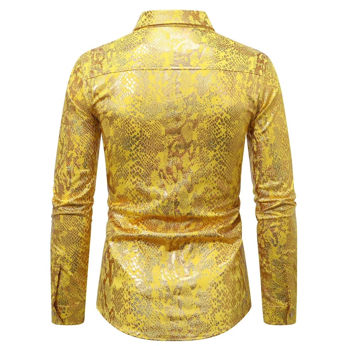 Metallic Snake Pattern Print Shirts For Men 2024 Brand New Long Sleeve Shirts Male Stylish Prom Night Club Tops Chemise Hombre