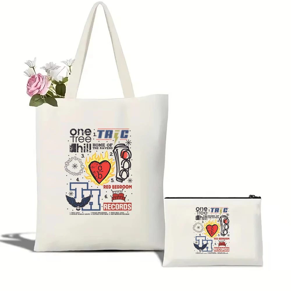 حقيبة كتف مطبوعة على الموضة للنساء من One Tree Hill، حقيبة تسوق من مدينة كارولينا الشمالية، حقيبة تسوق One Tree Hill Nathan Scott 23