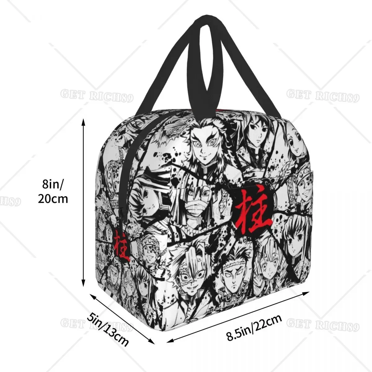 Demon Slayer Insulated Lunch Bag for Women Kids Portable Kimetsu No Yaiba Cooler Thermal Lunch Box Camping Travel Picnic Bags