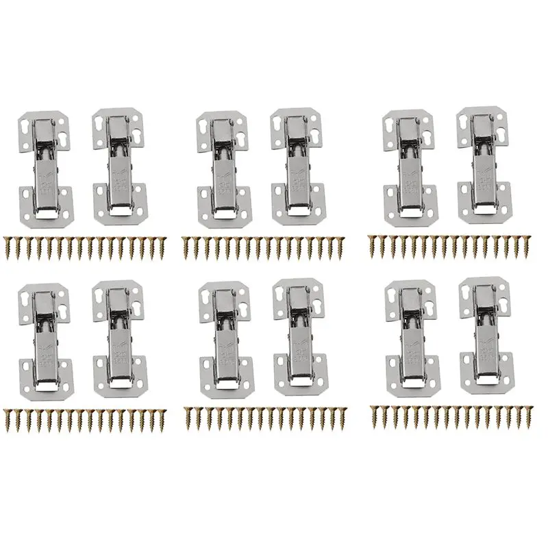 AB42-12Pcs Soft Close Kitchen Cupboard Cabinet Wardrobe 90Degree Door Hinges & Screws