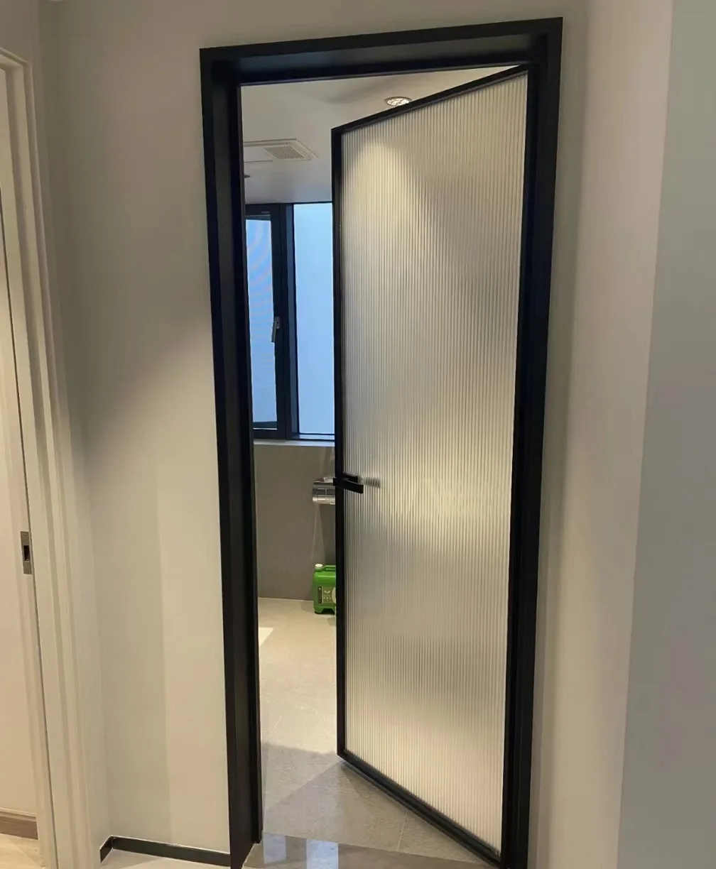 

Ultra-white Changhong tempered glass minimalist narrow side flat door heaven and earth hinge kitchen bathroom door toilet door