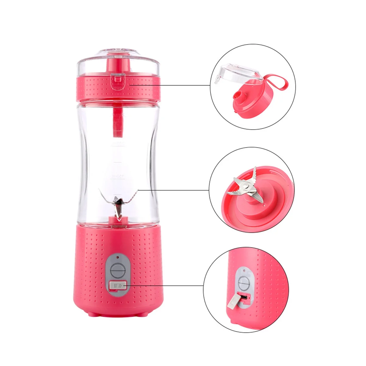 خلاط محمول 380 مل للعصائر والمخفوقات، خلاط صغير 4000 مللي أمبير في الساعة والسفر-Blue-ABLM