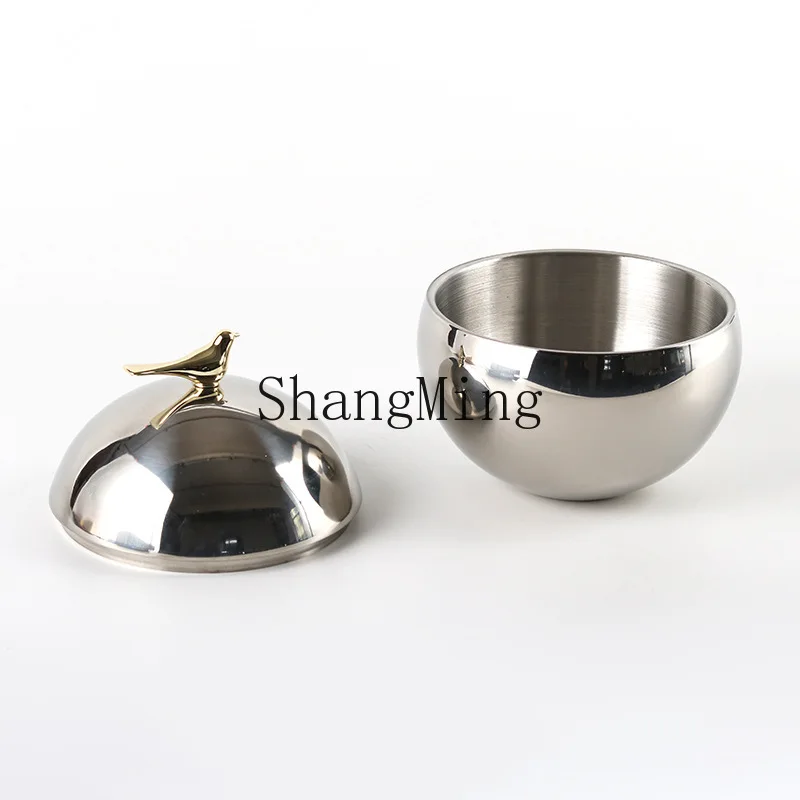 

DSA Stainless Steel Creative Bird Storage Jar Ornament Simple Ball Tea Candy Storage Jar