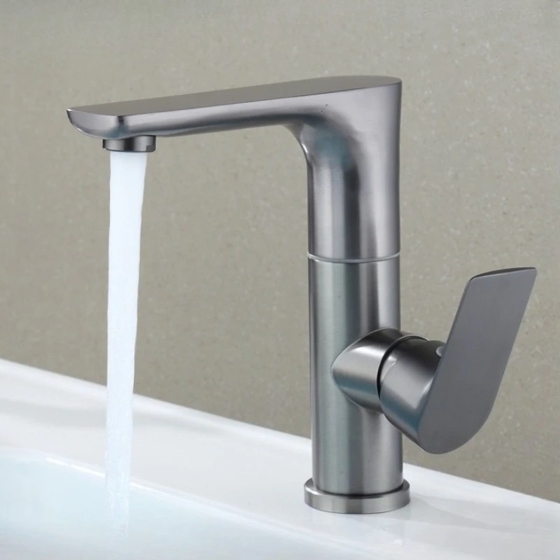 

360° Swivel Bathroom Faucet Stainless Steel Basin Faucets Hot and Cold Mixer Tap Gun Gray/Silver Bathroom Countertop Faucet