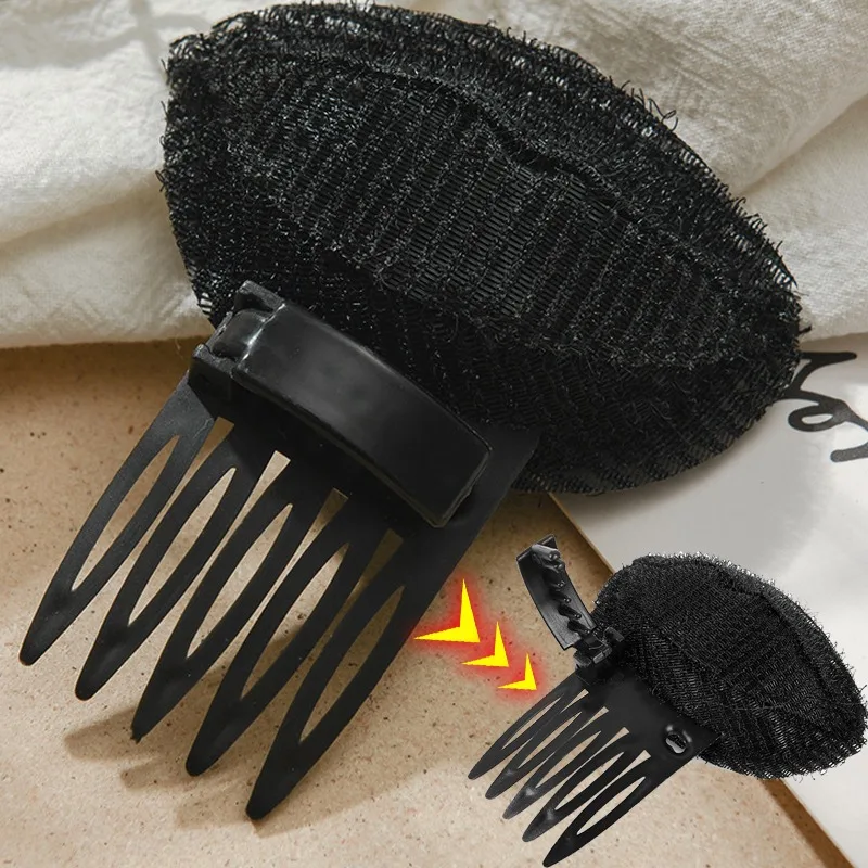 2pcs Invisible Hairpin Tuck Comb Salon Shaped Fixator Hairstyle Fluffy Hair Roots Black Magical Tape Clips High Cranial Crest