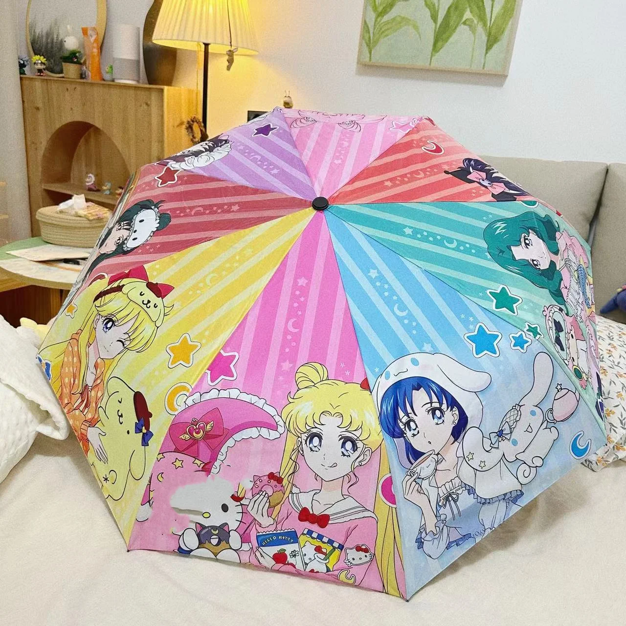 Anime Sailor Moon Automatic Sun Umbrella Women\'s Sun Protection UV Protection Rain and Sunshine Dual Use Umbrella Gift