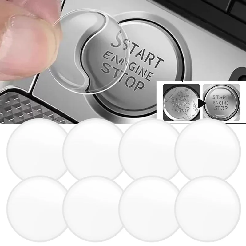 2/5/10 Car Start Stop Button Protective Sticker Transparent Keyless Ignition Button Anti Scratch Protector Sticker Car Accessory