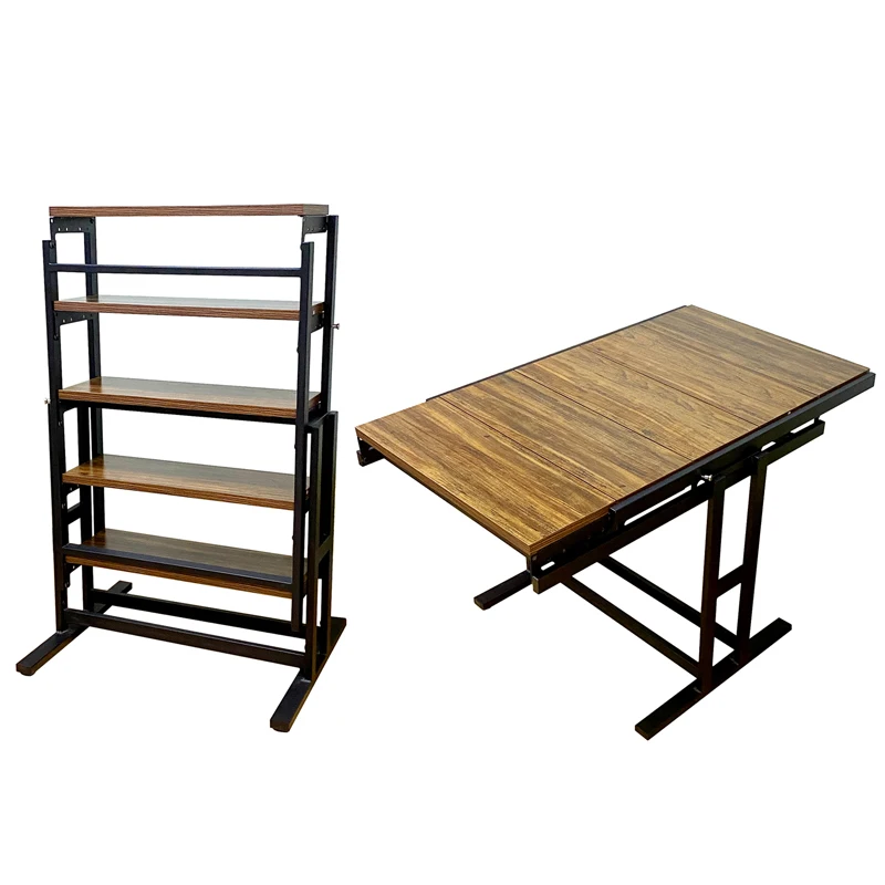 multi-functional office wrought iron deformation telescopic storage folding training dining table All solid wood home apartment