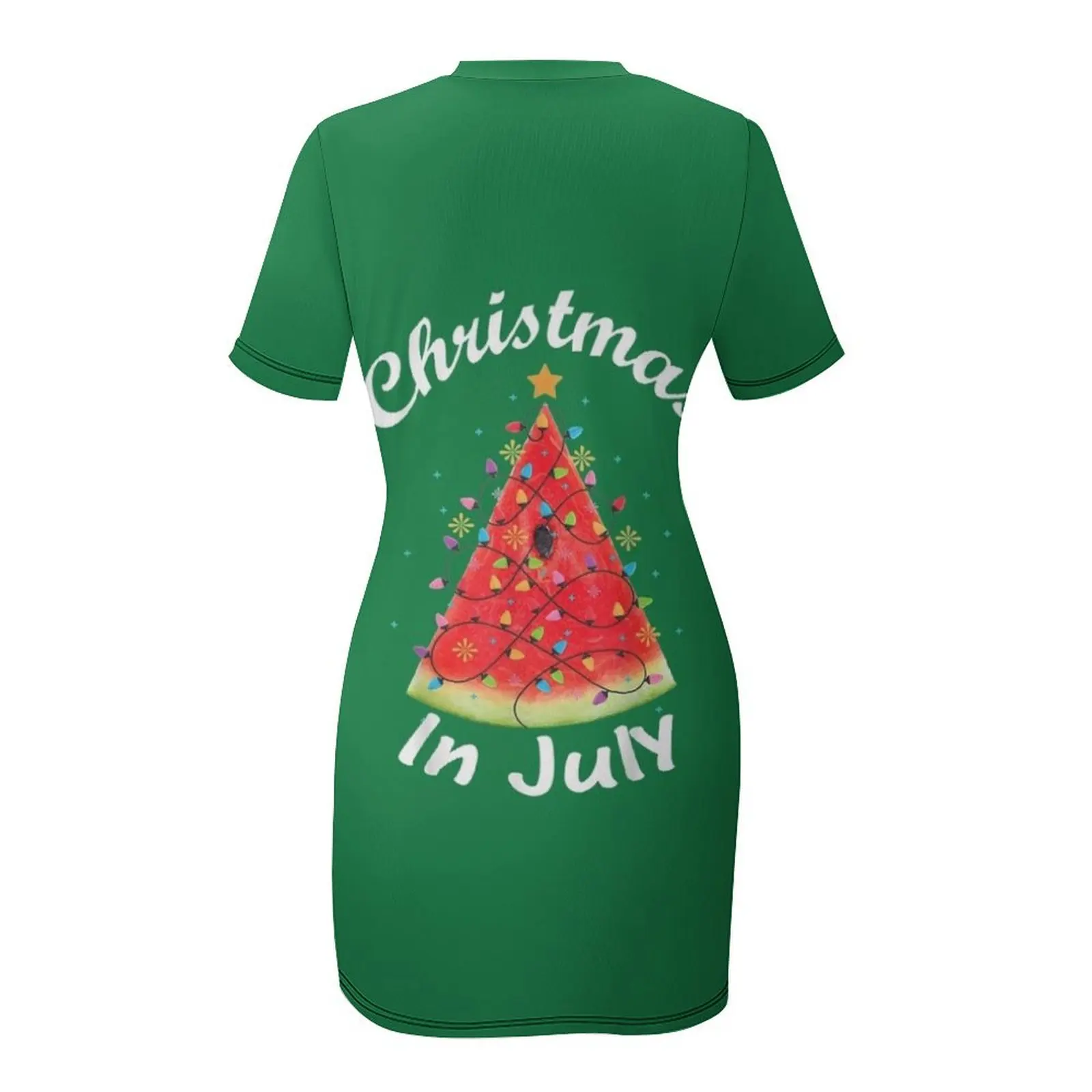 Navidad en julio camiseta melón árbol de Navidad camisa de verano camiseta vestido de manga corta vestidos de mujer vestidos de novia de verano vestido