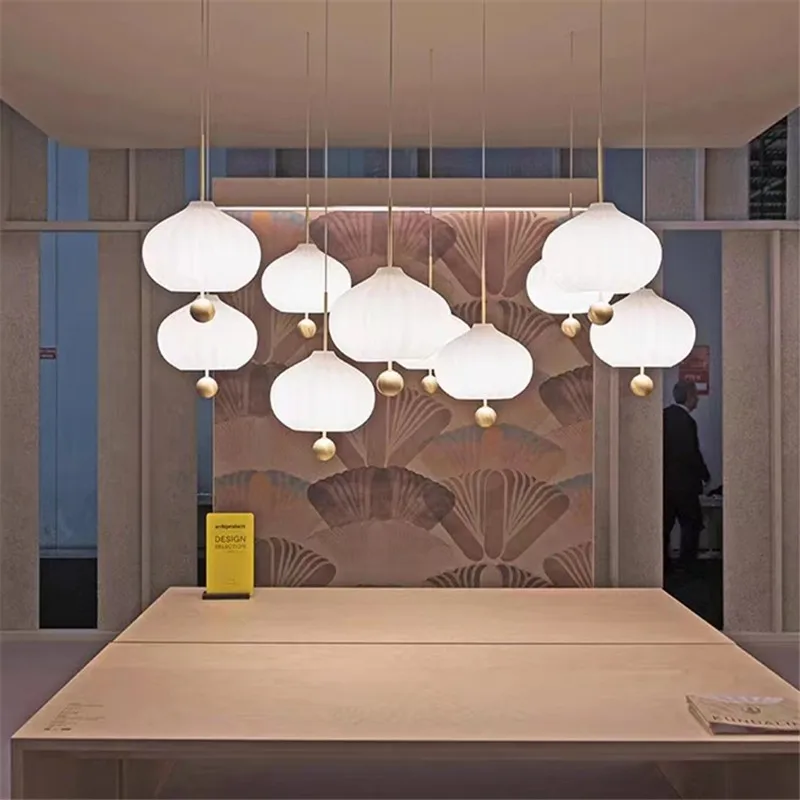 Lilli Pendant Lamp Bauhaus Style White Glass Pendant Light for kitchen Study Home living room Vintage Handcrafted Glass lamp