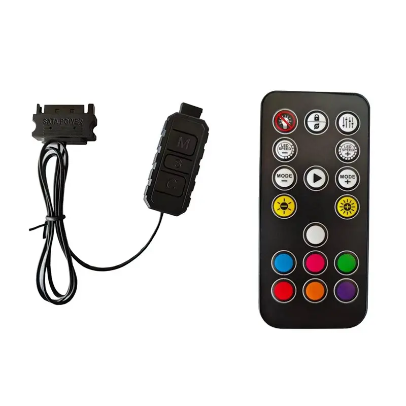 QWE-SATA RGB Remote Mini Controller Adapter ARGB Controller For PC Fan Cooling Fan Light Strip