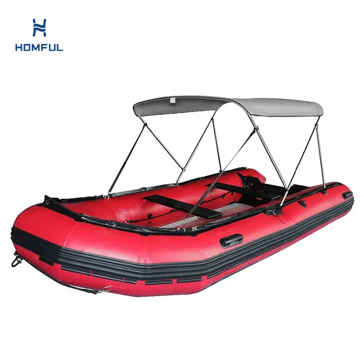 

HOMFUL 2 Bow Marine Inflatable Boat Bimini Cover Bimini Top With Rear Support Pole and Storage Boot