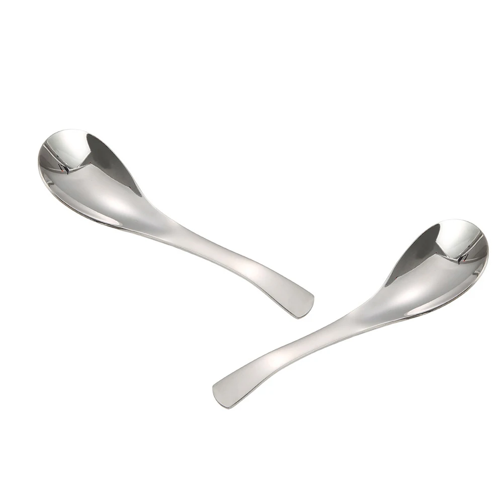 

4 Pcs Stainless Steel Soup Spoons Tableware Thick Heavy Weight Ergonomic Handle Polished Finish Silver Color Kitchen Bar