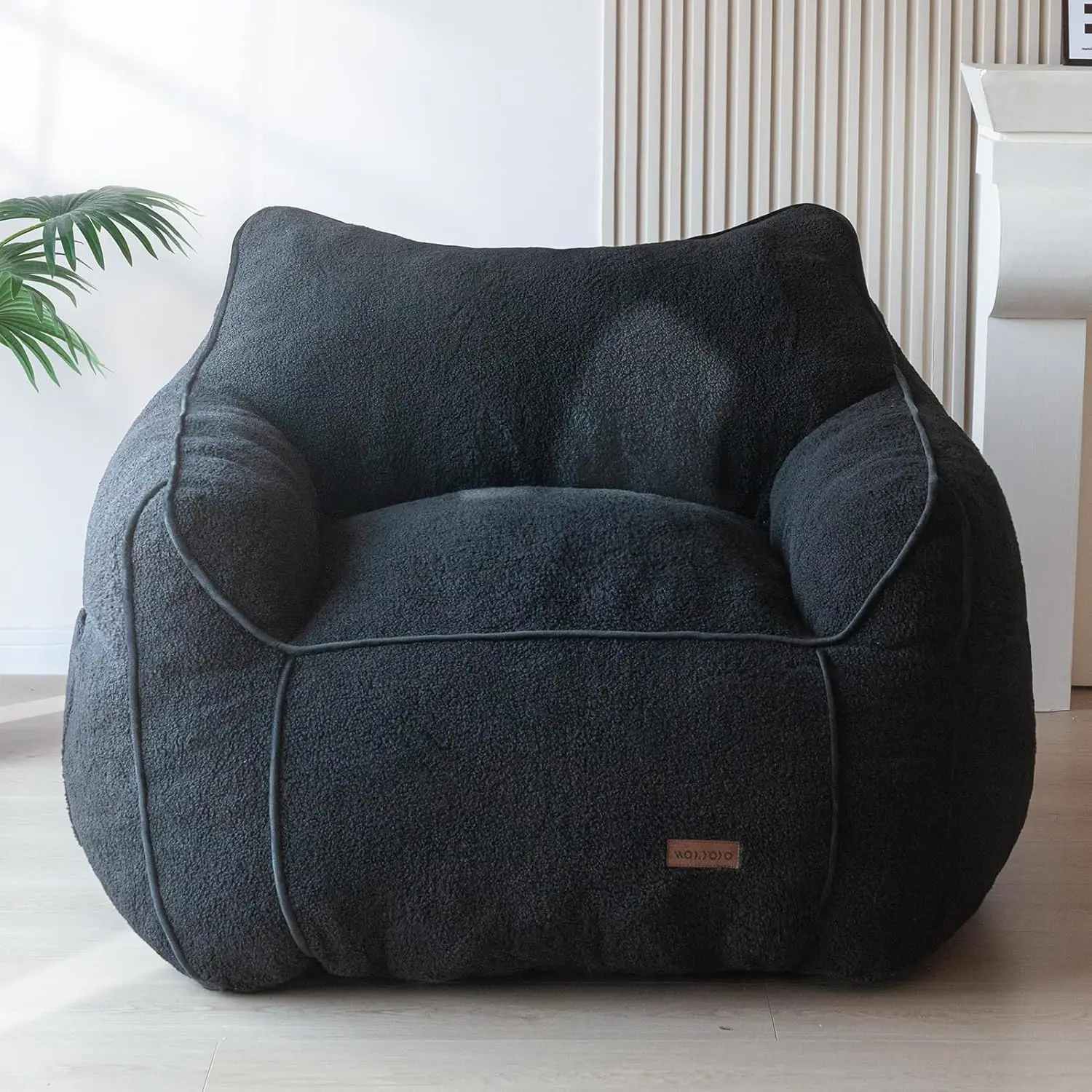 Maxyoyo Giant Bean Bag Chair For Adults, Large Stuffed Bean Bag Couch With Filler Living Room Bean Bag Chair With Armrest,