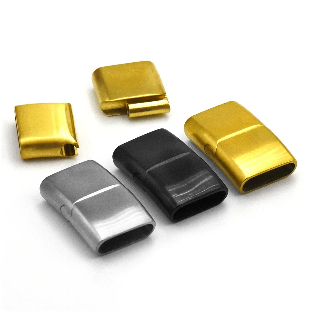 Stainless Steel Magnetic Clasps Brush Hole 16*5mm Leather Cord Connect Magnet Buckle Bracelet Making DIY Jewelry Findings