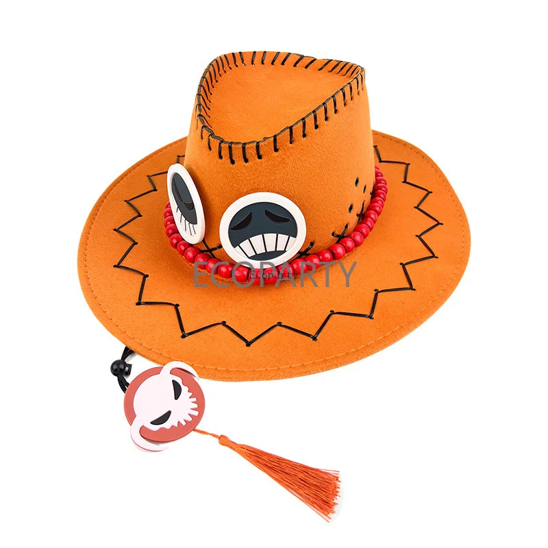 Sombrero de Jazz de vaquero occidental de una pieza para hombre, periferales de animación de Festival divertido de Halloween, Cosplay de puño de fuego, Ace, tendencia