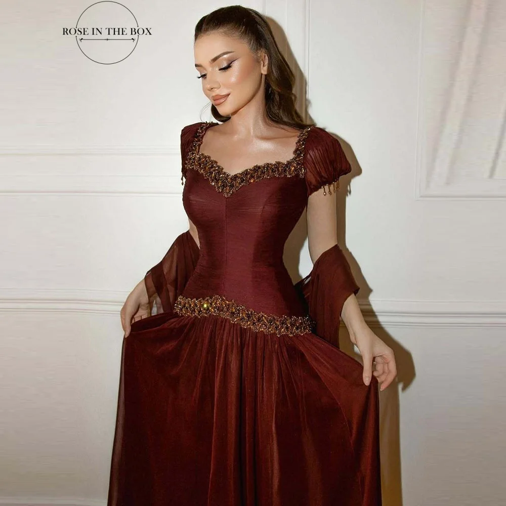 ROSEINTHEBOX Customized Vintage Evening Dresses for Women A-line Beaded V-Neckline Luxury Formal Dress with Matching Shawl 2026