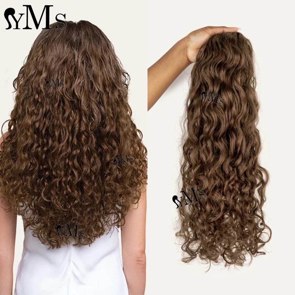 Light Brown Curly Clip-In Hair Extensions 240g/14pc 120g/7pc YMS 3A3B Brown Curly Classic Clip In Human Hair Extension For Women