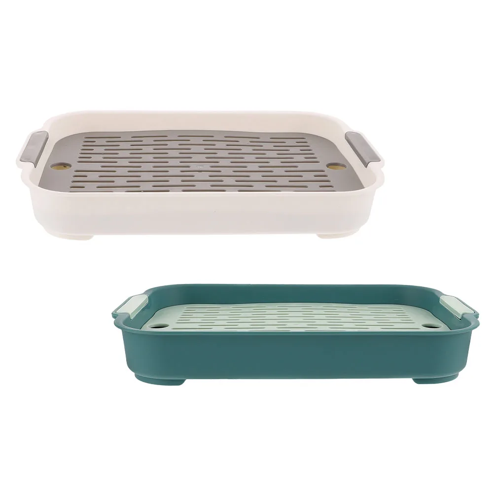 

2pcs Pet Cleaning Supplies Rabbit Toilet Plastic Box Bunny Litterbox Indoor Rectangular Large Space Safe Anti Fall Thick Net
