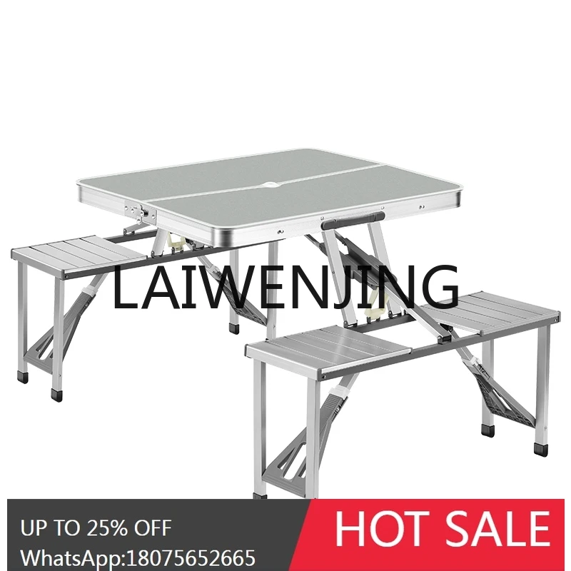 

Outdoor Folding Tables and Chairs Portable Aluminum Alloy Integrated Camping Outdoor Travel Equipment round Picnic Table Suit