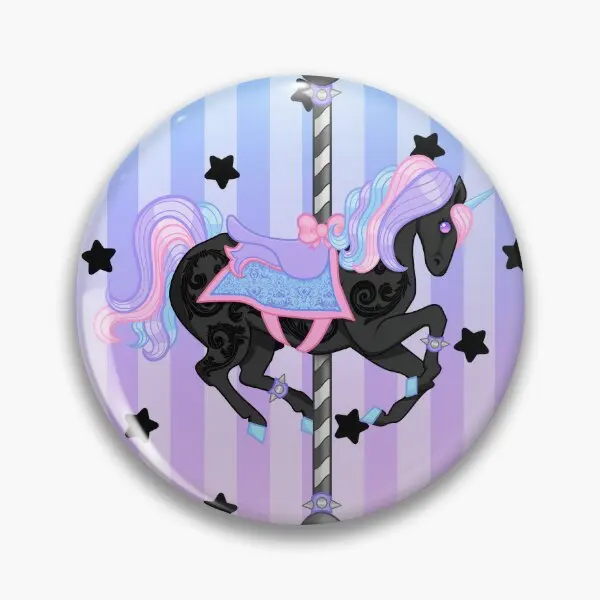 Pastel Goth Carousel Unicorn  Soft Button Pin Clothes Fashion Cute Creative Hat Funny Decor Cartoon Lover Brooch Metal Lapel Pin