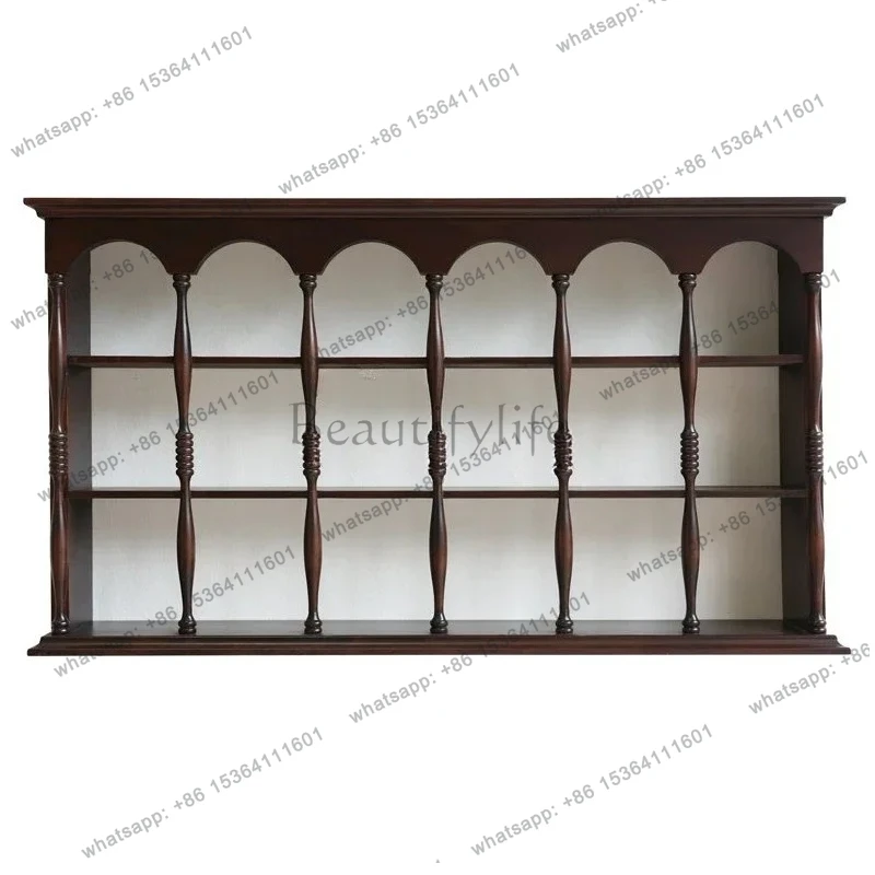 

European-Style Retro Solid Wood Coffee Cup Display Storage Rack Sideboard Cabinet Decoration French Cup Holder Decoration