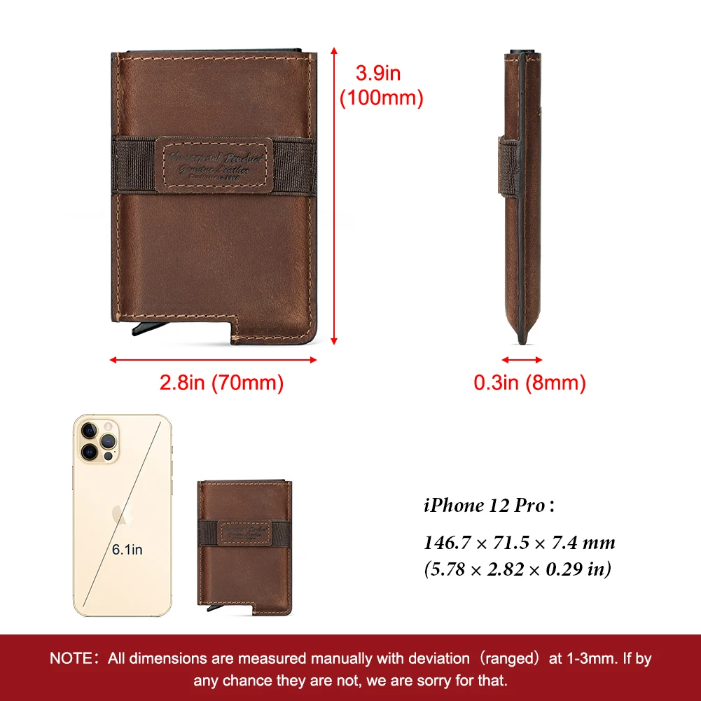 

Кошелек из натуральной кожи с держателем для кредитных карт, мужской RFID Smart Metal, тонкий тонкий всплывающий минималистичный кошелек, маленький металлический кошелек