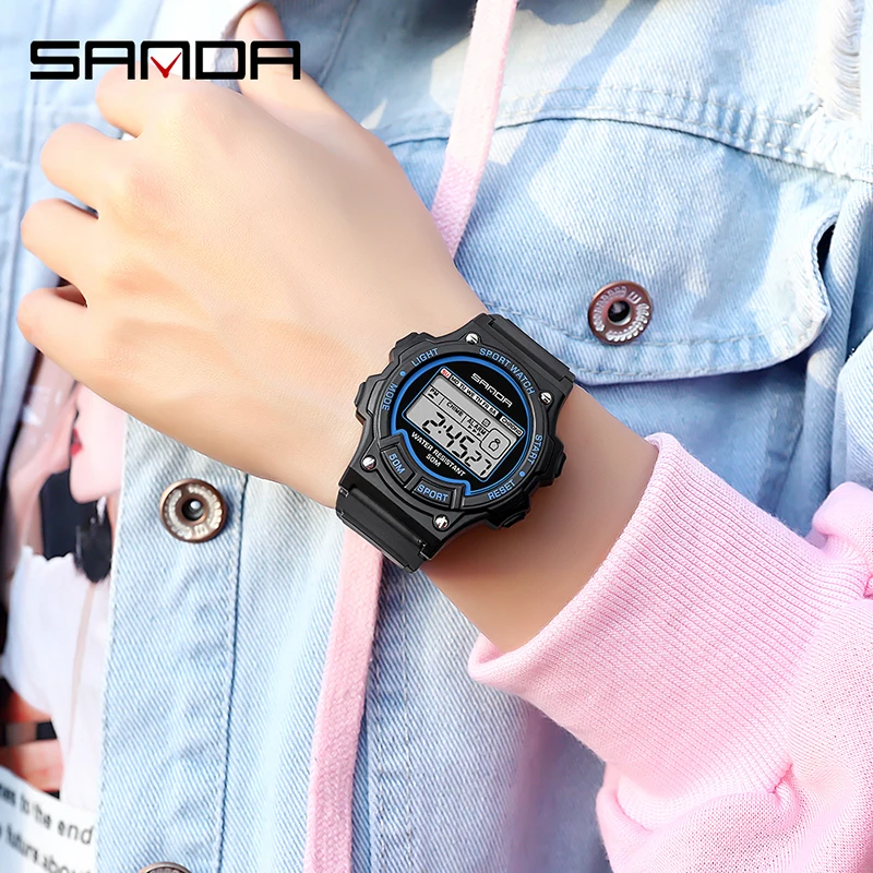 SANDA-reloj Digital electrónico para mujer, pulsera de lujo con LED, resistente al agua, deportivo, 6020