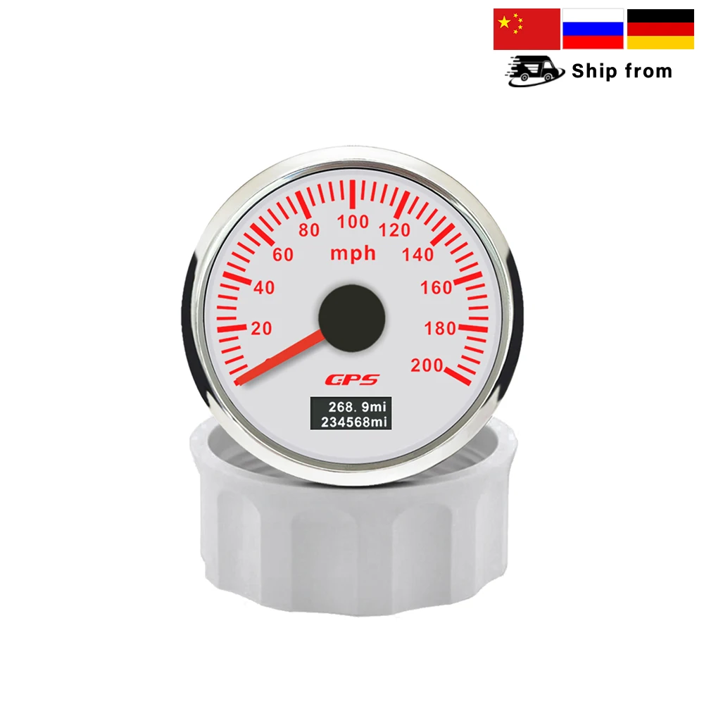 

ELING 52mm GPS Speedometer 0-30MPH 80MPH 0-200MPH Odometer Tripmeter with GPS Antenna 7 Color Backlight for Car Truck Boat 9-32V
