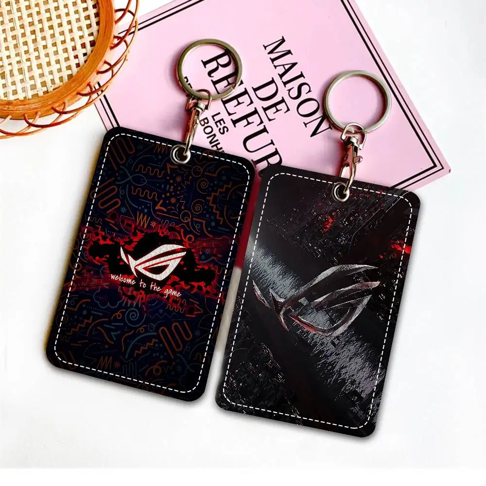 

Кожаный чехол-брелок для карт доступа A-AsuS-S R-ROG с логотипом, прямоугольный, с кольцом для ключей