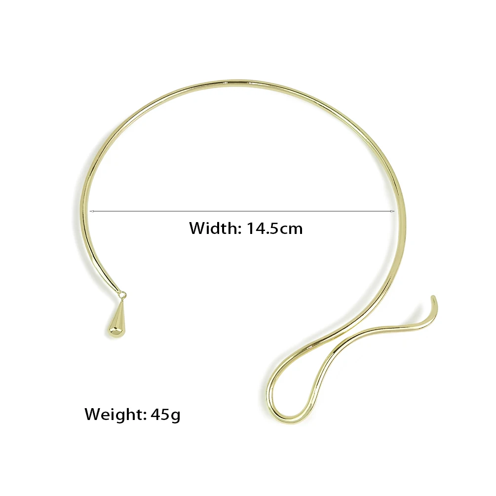 Fashion Simple Solid Alloy Torques Choker Necklace Gold Color Chocker Rigid Metal Statement Collar Jewelry Bijoux 2023 MANILAI