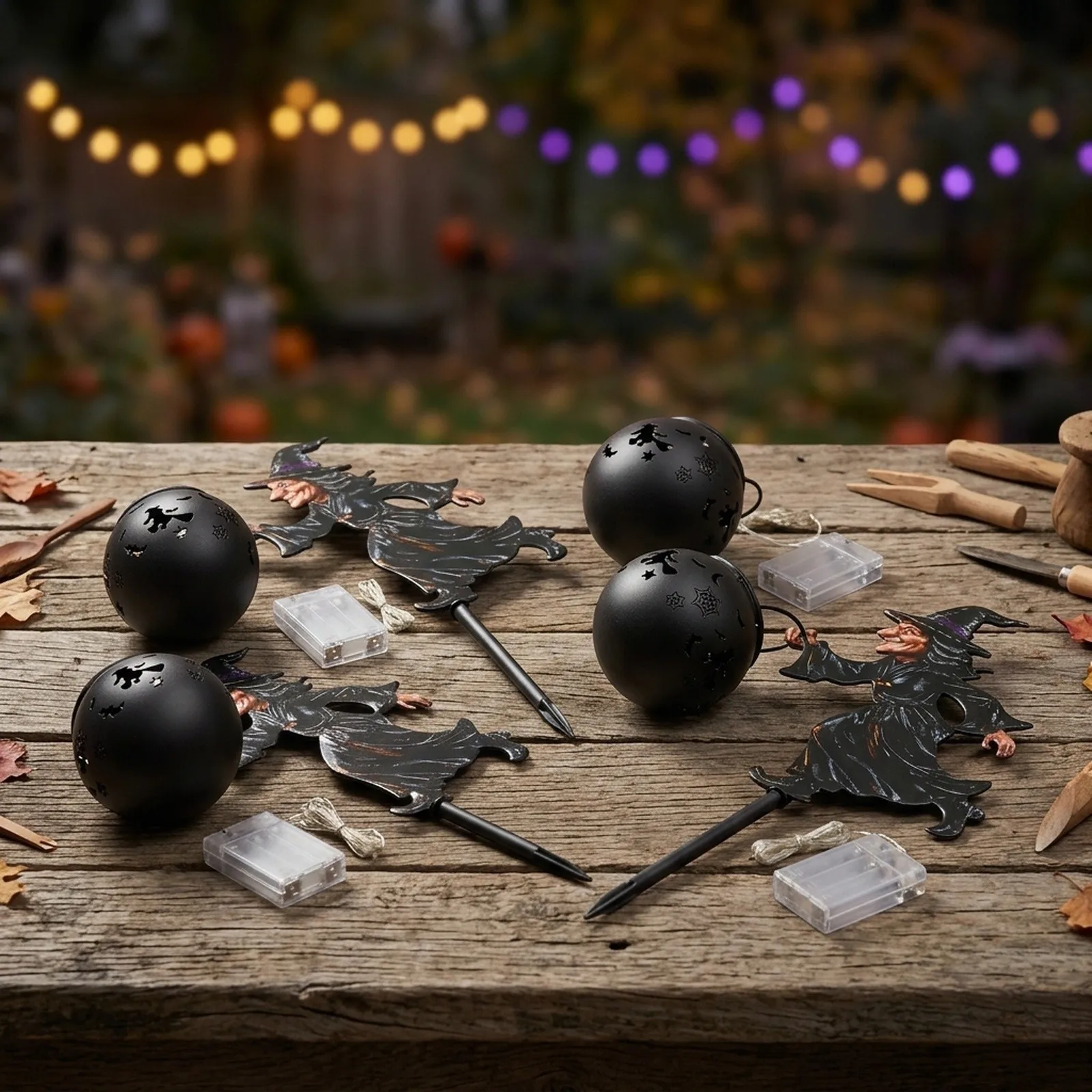 Outdoor Lighting Pathway - Halloween Witch Cauldron Garden Light with