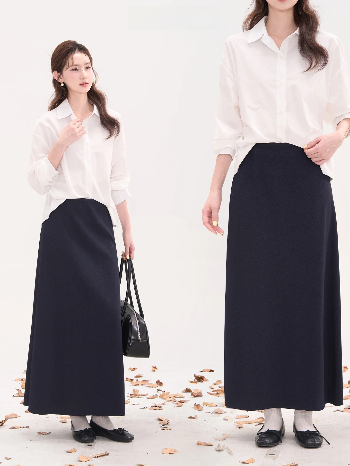 

Женская прямая юбка для поездок на работу, универсальная повседневная юбка средней длины из смесового полиэстера, удобная и дышащая