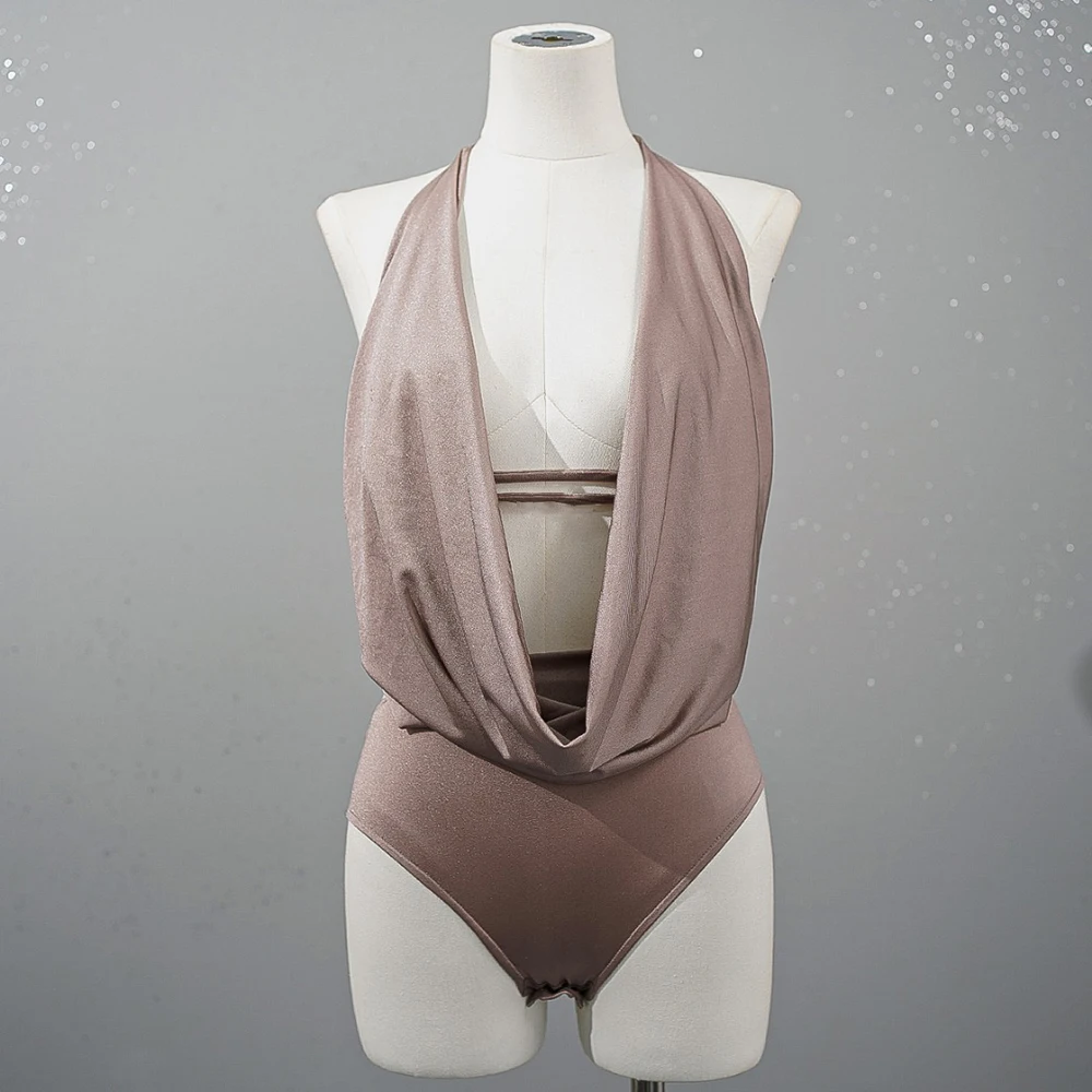 Women's Deep V-Neck Tank Top, Flounce Collar, Draped Tie-Back, Casual Ruffled Swim Top, Spring, Summer, New Arrival, 2026, Y2K