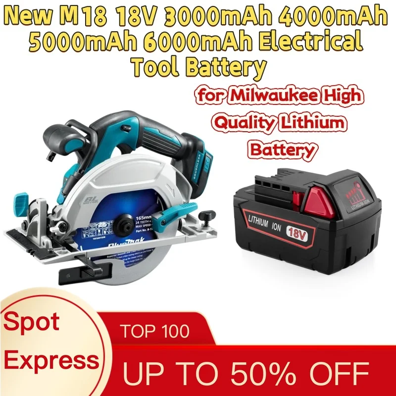 New M18 18V 3000mAh 4000mAh 5000mAh 6000mAh Electrical Tool Battery for Milwaukee High Quality Lithium Battery
