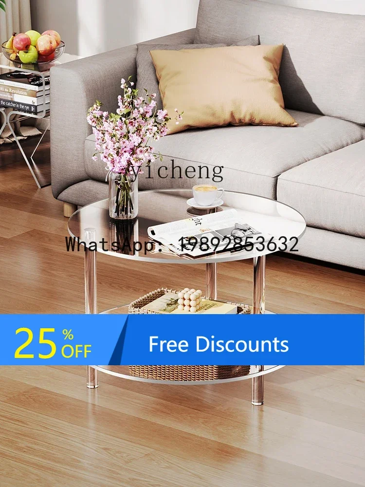 

Acrylic Transparent Coffee Table Living Room Home Sofa Side Table Modern Simple round Tea Table