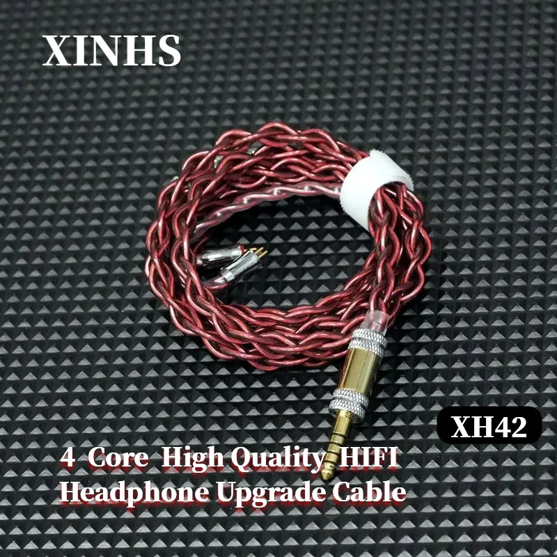 

XINHS XH42 Red 4-core High Purity Single Crystal Copper Silver Plated + High Purity Pure Silver HIFI Headphone Upgrade Cable