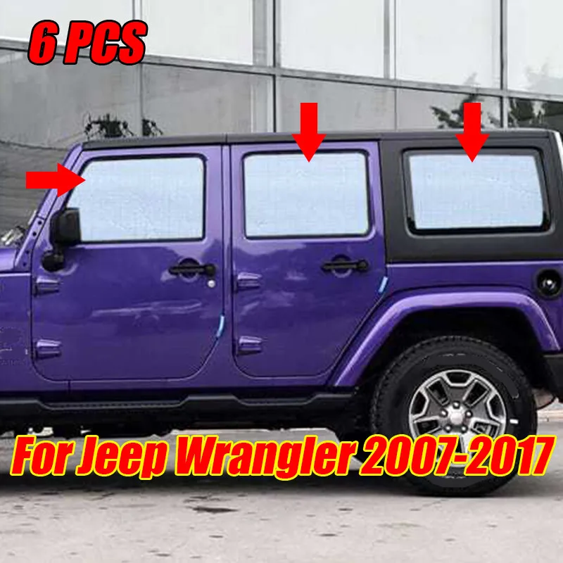 

For Jeep Wrangler 4-Door 2007-2017 Side Seat Window Privacy Sunshade Cover 6pcs