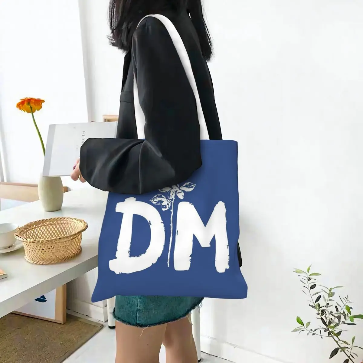Electronic Rock Depeche Cool Mode Shopping Bags Canvas The Tote Bag Reusable for Girls Shoulder Tote Travel Handbag