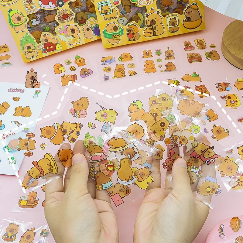 100pcs Cute Capybara Handbook Stickers Cute Decorative Painting Guka Stickers