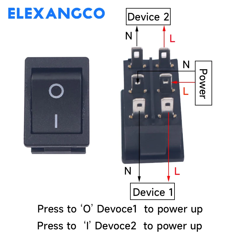 5 Stück/Set 12 Modelle KCD1 Serie 21*15mm 3/4/6-polige Wippschalter für Boot und Auto 6A/250VAC 10A/125V AC mit Rot-Grün-Leuchte – Detail 9
