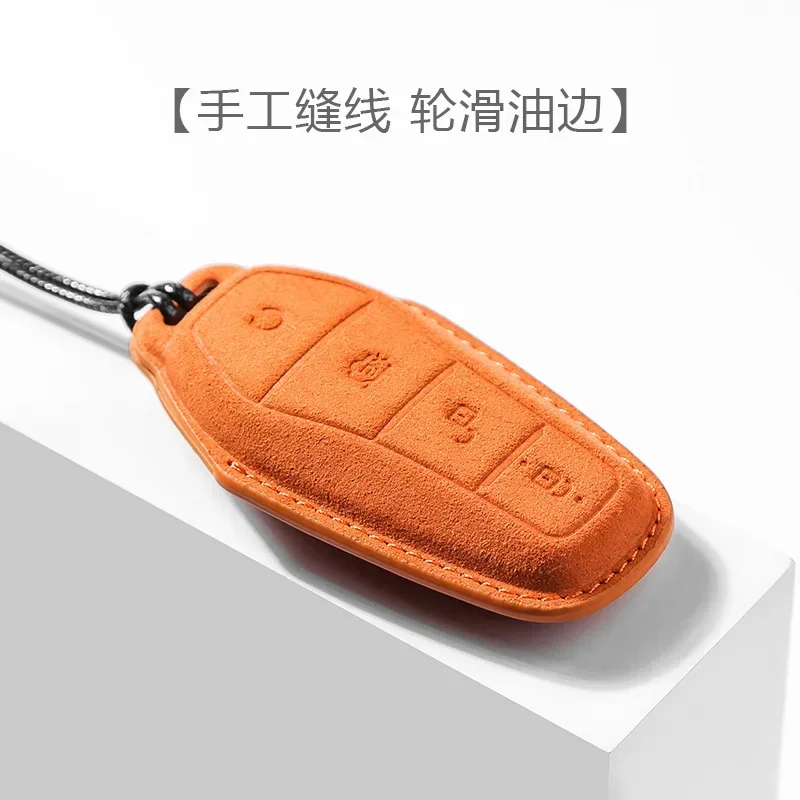 For BYD Qin Plusdmi Atto 3 Han EV Dolphin leather Car Key Case 4 Buttons Remote Control Protect Cover Durable Accessories