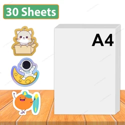 30 Sheets White Printable Vinyl Sticker Paper Transparent A4 Printing Paper for Inkjet Printer DIY Self-adhesive Label Sticker