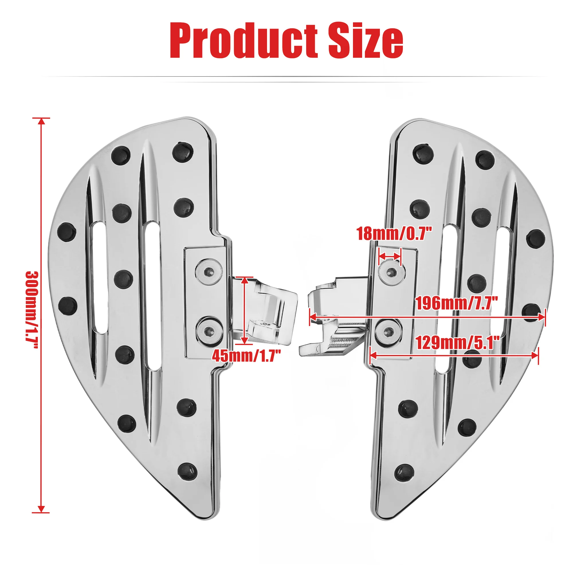 

Chrome Large Bat Shape Motorcycle Driver Foot Rest Floorboards Front Rider Footboards for Can-Am Ryker 600 900 / Rally Edition