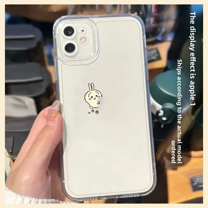 Kawaii Anime Chiikawa Holding Apple Phone Cover For iPhone 17 16 15 14 13 12 11 XS Cute Soft Silicone Cartoon Girls Gift Ultra