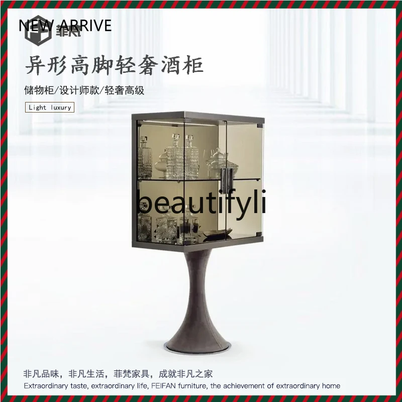 D2520 Italian light luxury wine cabinet villa mansion multi-functional locker high-footed art wine cabinet