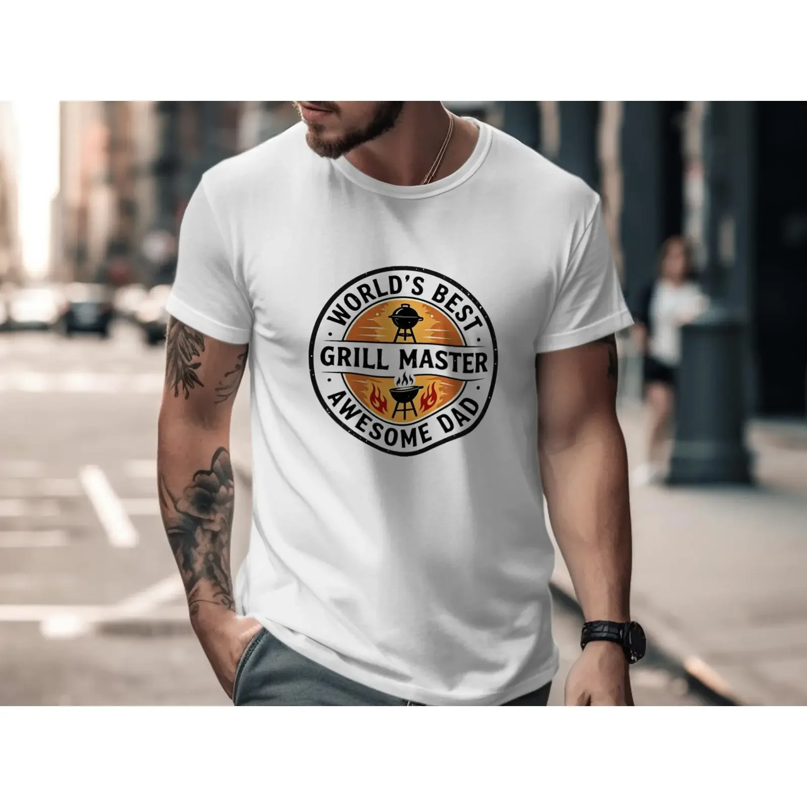 World's Best Grill Master Awesome Dad T Shirt Father's Day BBQ Grilling Lover Apparel Birthday Outdoor Cook vintage Washed
