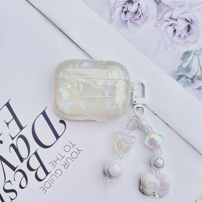 Funda de silicona con forma de concha para apple airpods 2 /airpods pro2/3 airpods, carcasa de lujo con diseño de amor keychian, funda para auriculares air pod pro